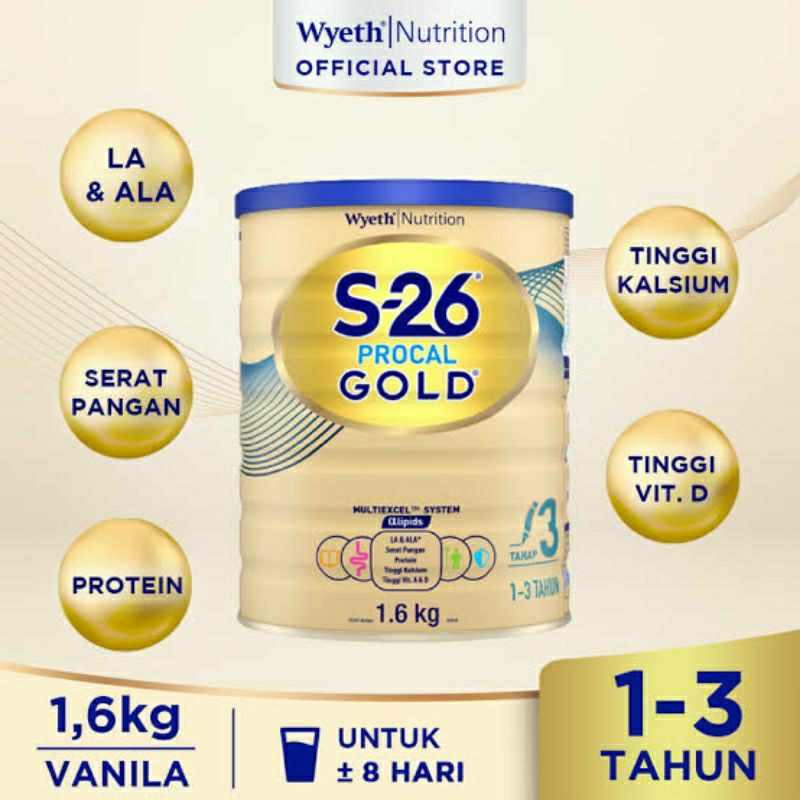 S26 Procal Gold 3 / Promise Gold 4 / 1600g / 1.6 kg (untuk umur 1 sd 3 thn)