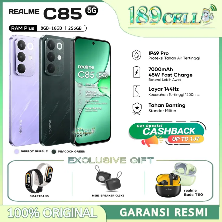REALME C85 5G 8/256GB - 50MP Camera, 6300 MediaTek Dimensity - Realme C 85 5G Garansi Resmi | Lazada Indonesia