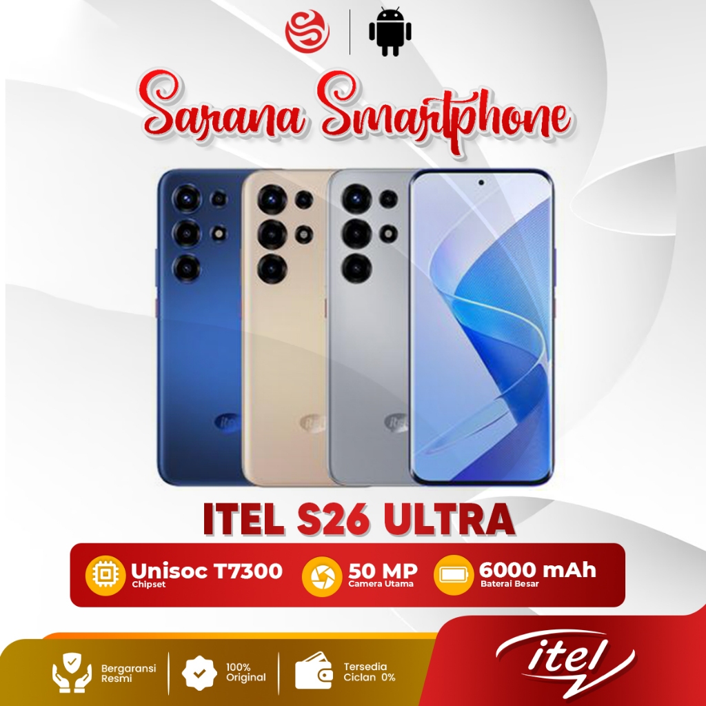 Itel S26 Ultra AMOLED 3D Curved | 8+8/256GB | T7300 Gaming | 32MP Selfie | 6000mAh | Garansi Resmi