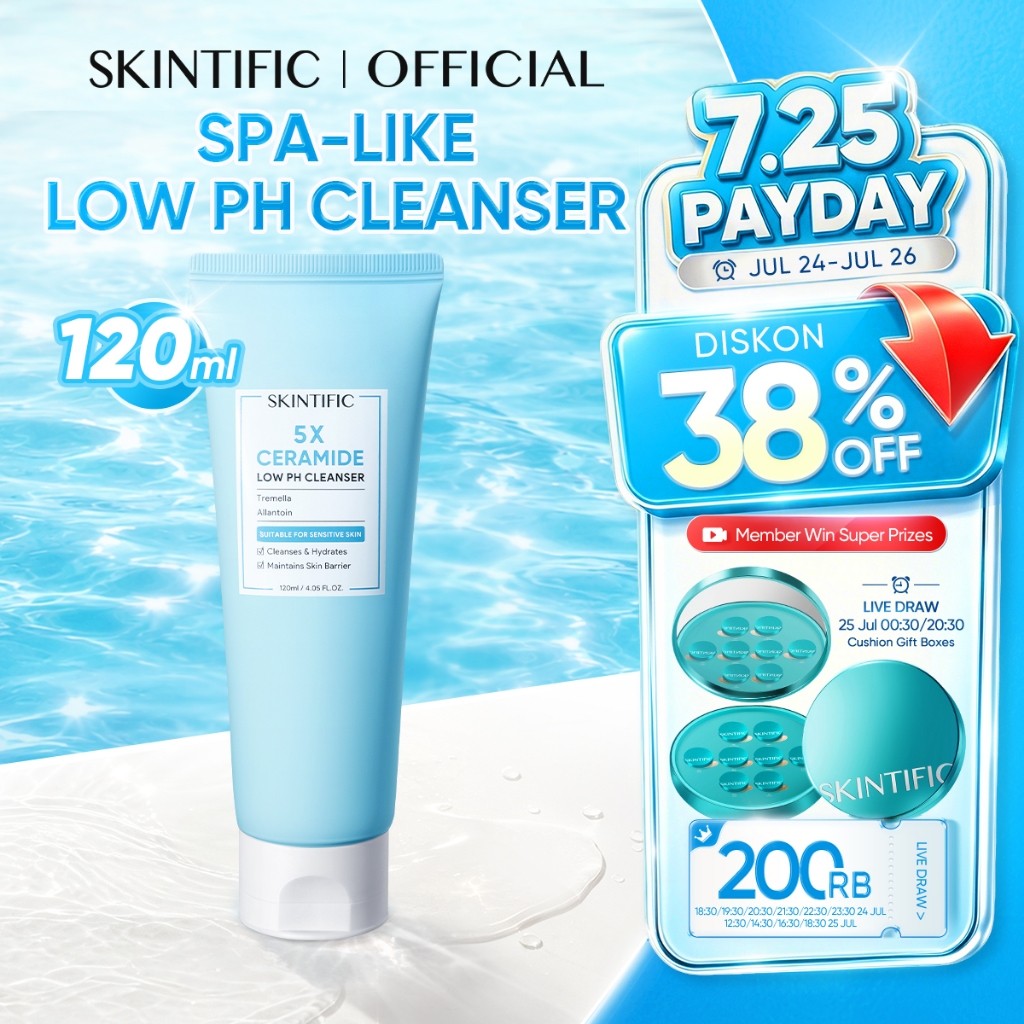 [SIZE UP!!] SKINTIFIC - Low pH Gentle Care Cleanser 120ml | 5X Ceramide Menjaga Skin Barrier Facial Wash Tidak Bikin Muka Ketarik Cleanser Face Wash Sabun Wajah Sabun Cuci Muka Untuk Semua Jenis Kulit Sensitive Redness Acne Calming Fresh Glowing Soothing