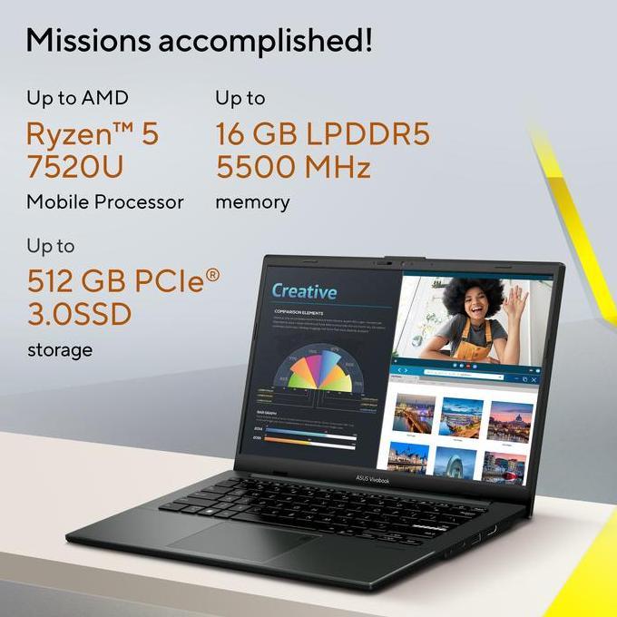 3Asy_farmkil - ASUS Vivobook Go 14 E1404FA-VIPS5154M - Mixed Black [AMD Ryzen 5 40 / AMD Mendocino R5 / 8GB - 16GB / 512GB / 14inch / WIN11 / OHS24 / M365]