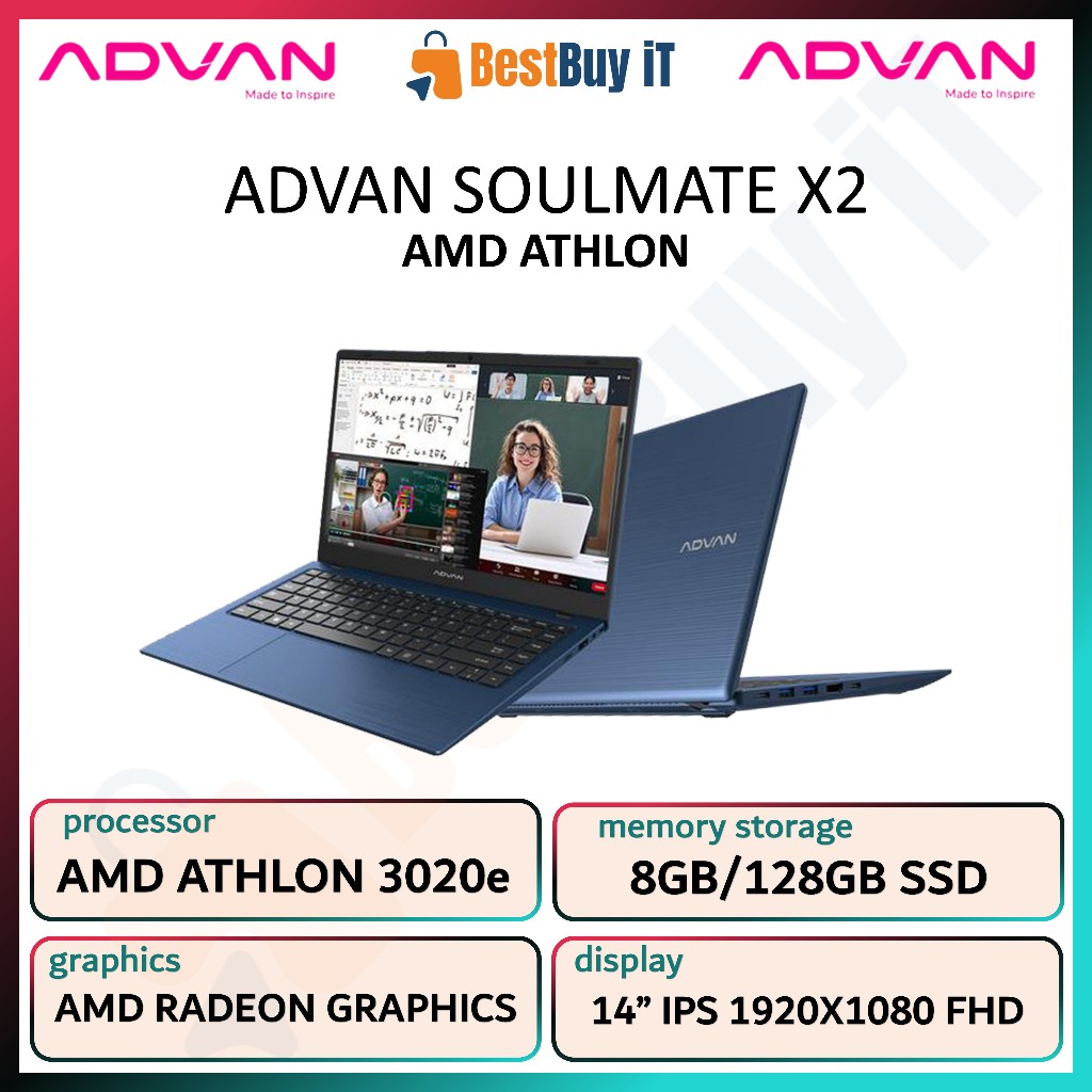 ADVAN SOULMATE X2 AMD 3020e 8GB 128GB SSD 14" FHD AMD RADEON VEGA 3 WIN11