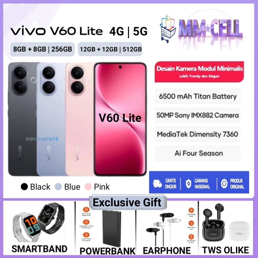 VIVO V60 LITE 5G 8/256 | 12/512 | VIVO V60 LITE 4G GARANSI RESMI VIVO