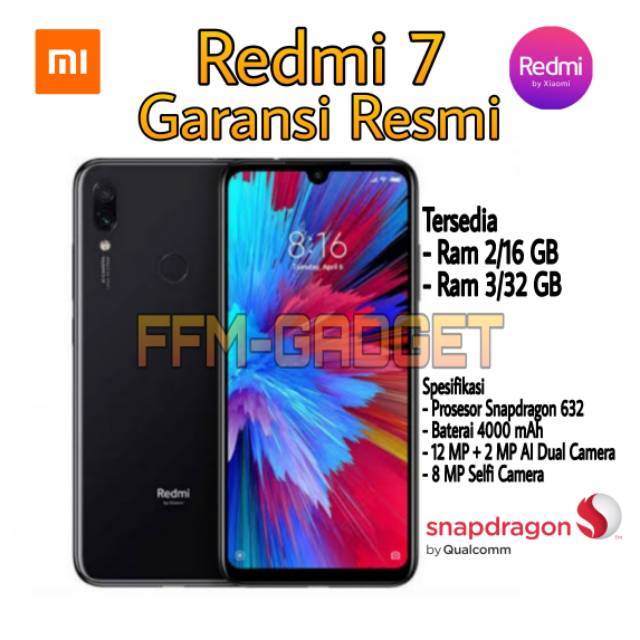 Xiaomi Redmi 7 Garansi Resmi / TAM Ram 3/32 dan 2/16 GB