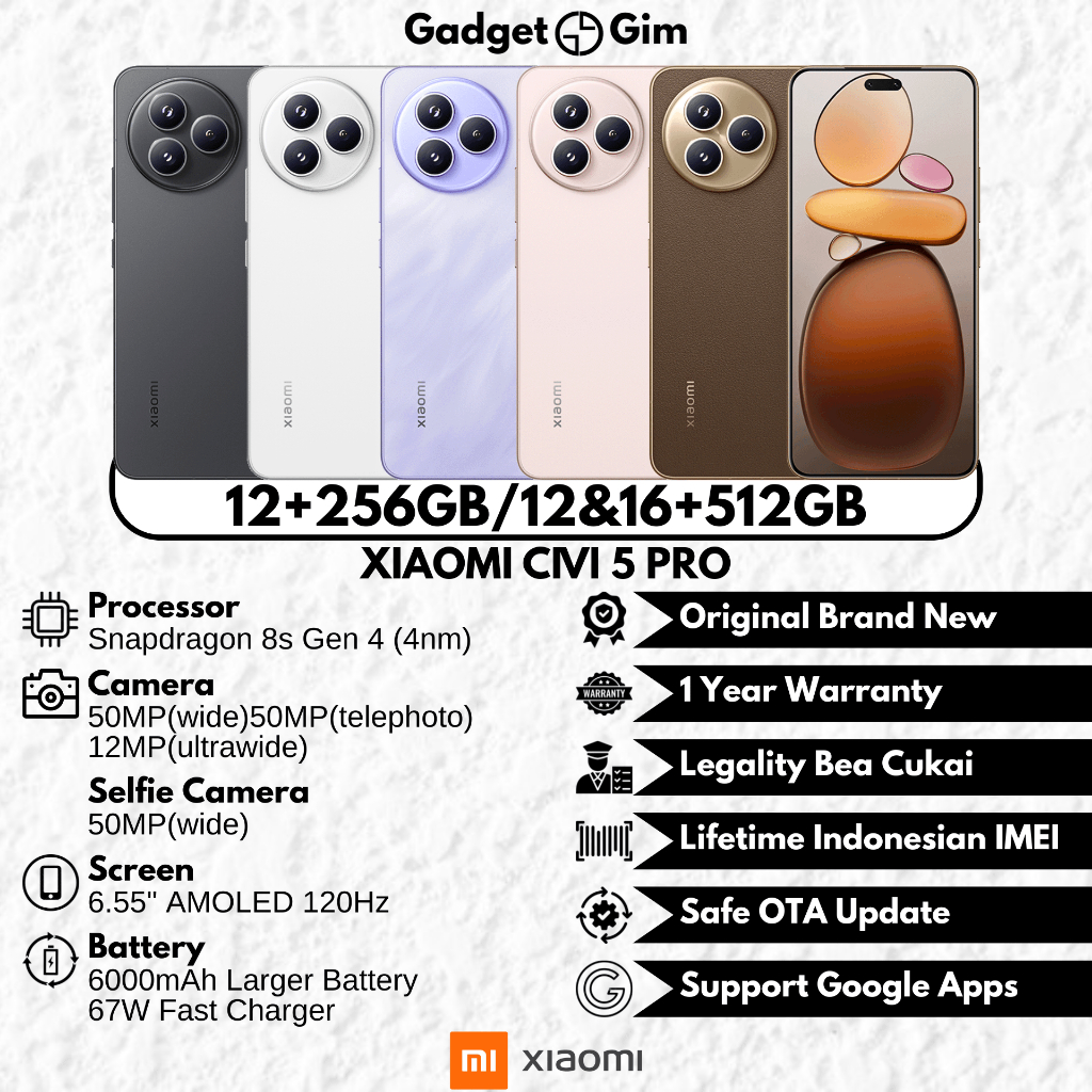 Jual Xiaomi Civi 5 Pro 5G 16GB 512GB Snapdragon 8s Gen 4 120Hz 6000mAh 67W BNIB Bergaransi Original | Shopee Indonesia