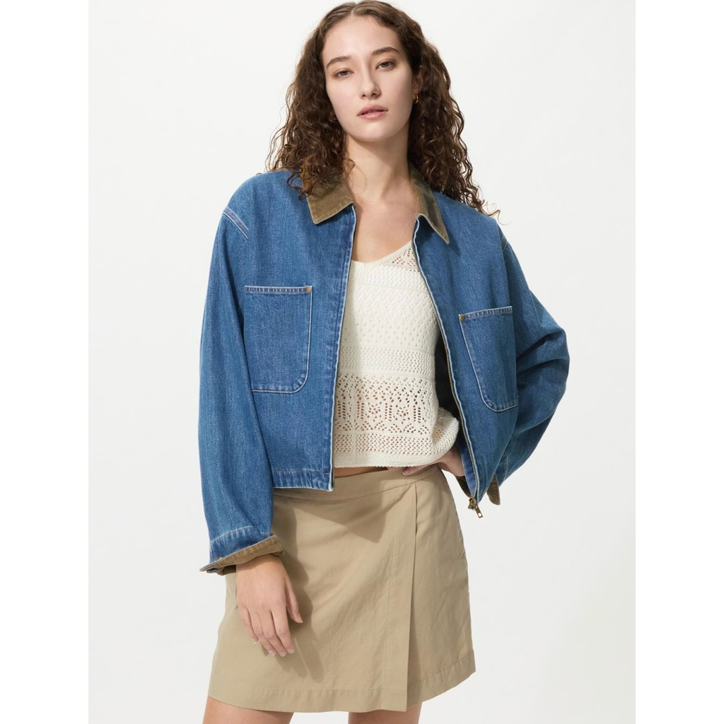 Jual Uniqlo Zip Up Short Jacket | Shopee Indonesia