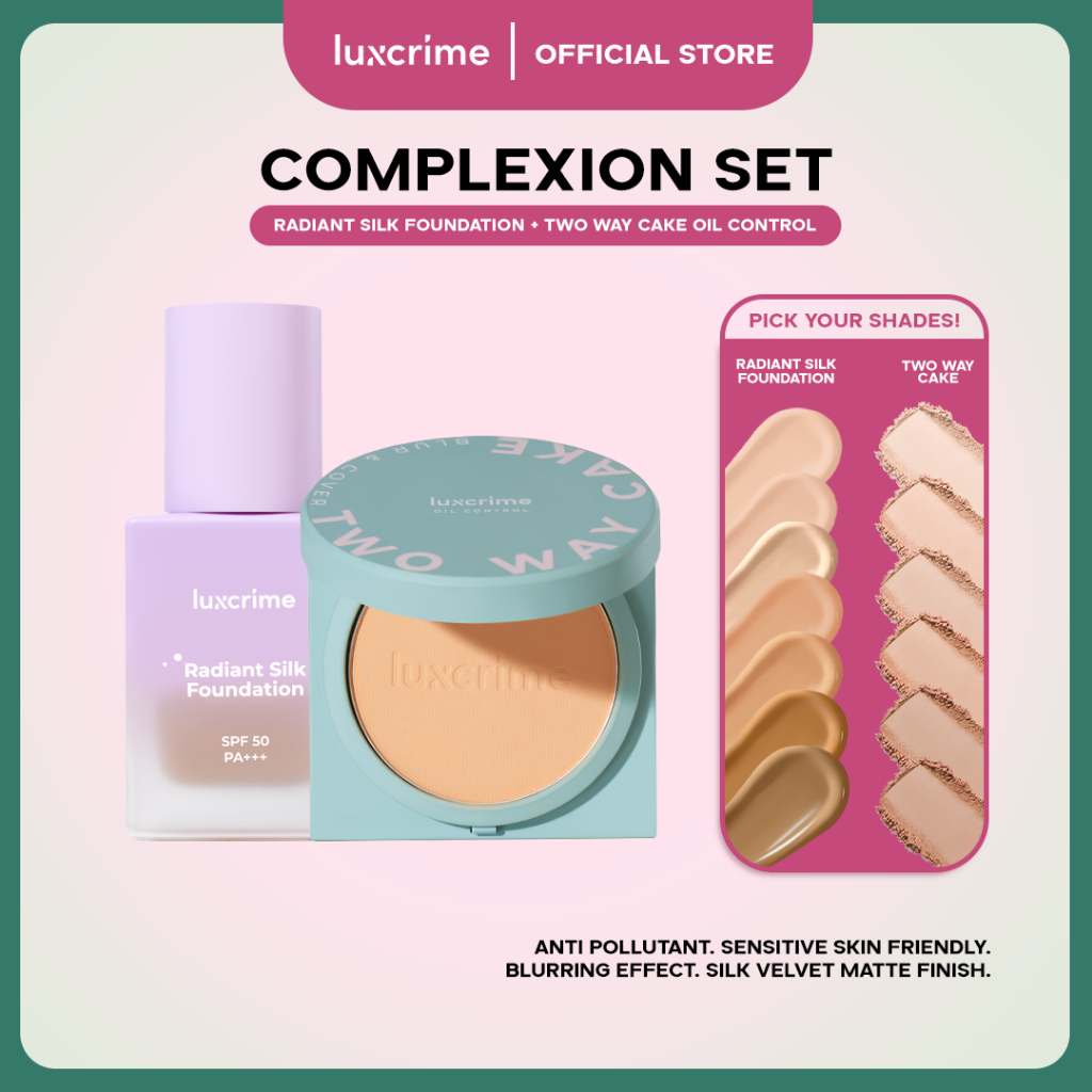 [BUNDLE] Luxcrime Radiant Silk Foundation + Two Way Cake Oil Control