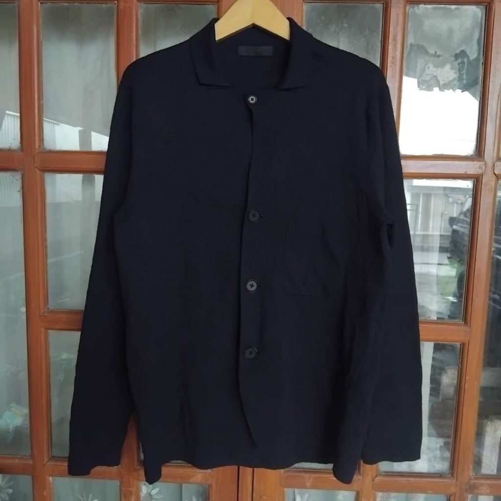 Jual cardigan uniqlo milano rib navy M fit L | Shopee Indonesia