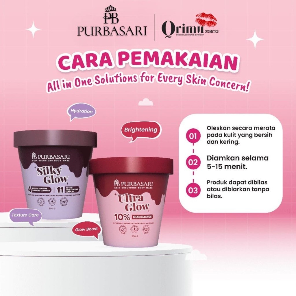 Purbasari Skin Solutions Body Mask 200gr | Ultra Glow | Silky Glow