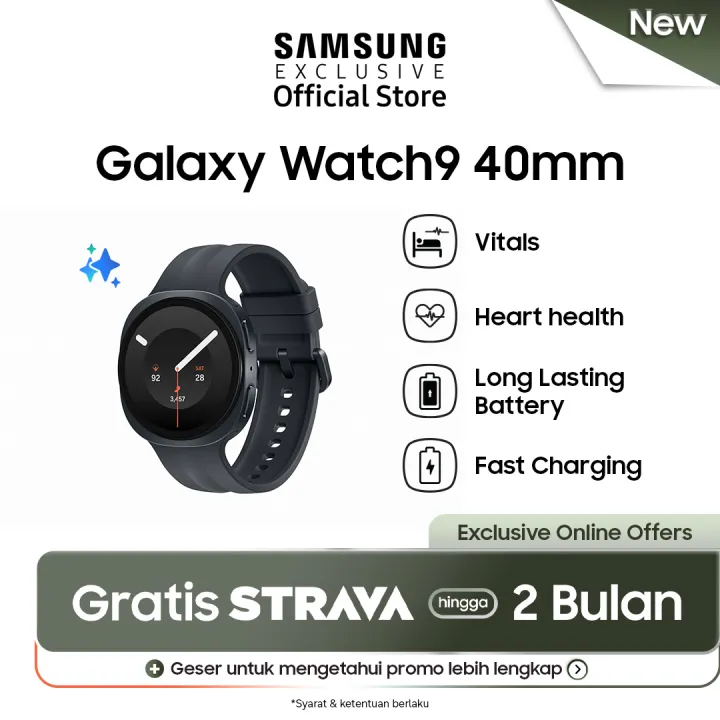 Samsung Galaxy Watch9 40mm - Graphite | Heart Health | Baterai Tahan Lama | Lazada Indonesia
