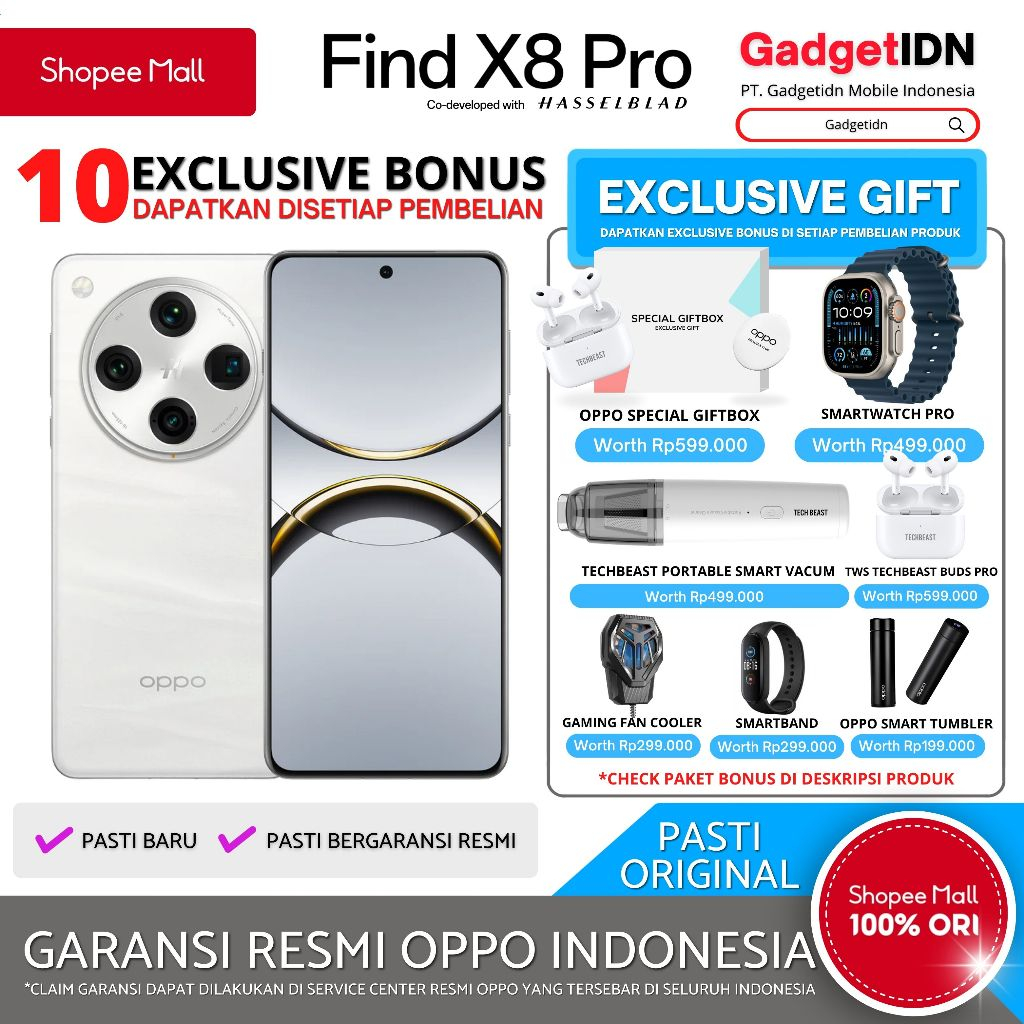Jual OPPO Find X8 Pro 5G 16/512GB ( +16GB Extended RAM ) Garansi Resmi OPPO | Shopee Indonesia
