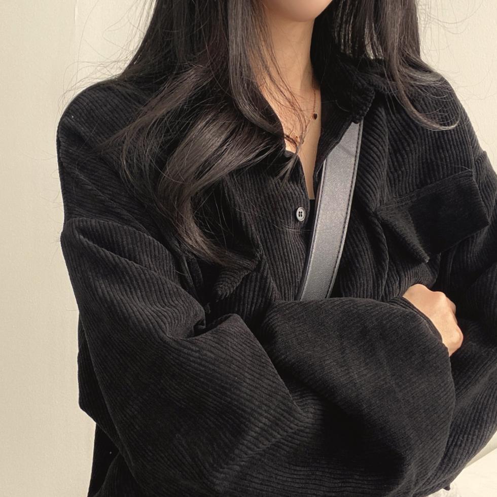 new product jaket korduroi pendek retro wanita warna solid atasan korea style
