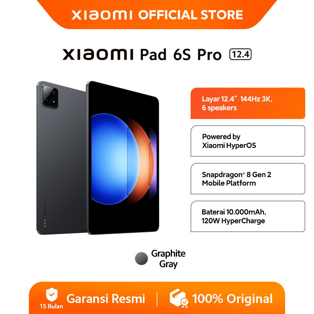 Jual Xiaomi Pad 6S Pro 12.4 (8/256GB) | Snapdragon 8 gen 2 | 10.000 mAh | Xiaomi HyperOS [ Official Store ] | Shopee Indonesia
