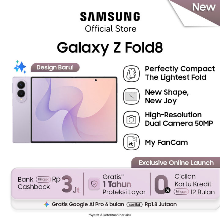 Samsung Galaxy Z Fold8 [16GB/1TB] - Smartphone AI | 4800mAh | Desain Terbaru | Lazada Indonesia