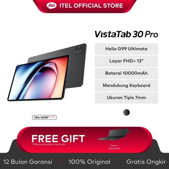 Official Itel VistaTab 30 Pro 8/256GB - Super Tipis 7mm Layar Besar 13" FHD+ Prosesor Canggih Helio G99 Ultimate - Dual Speaker - Baterai Besar