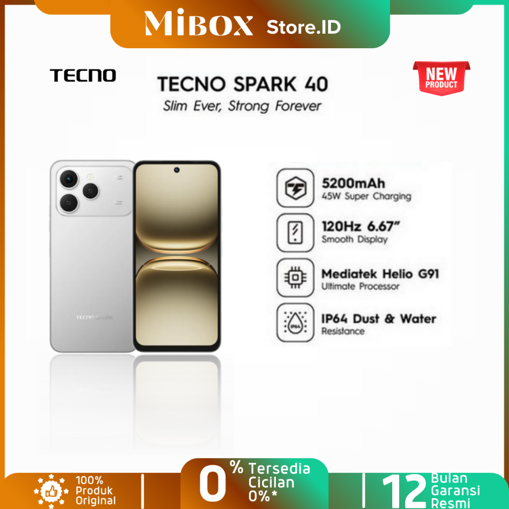 Jual Tecno spark 40 8/128+8/256 GB, Mediatek Helio G81/ 50 MP /Fingerprint 5200 mAh Resmi | Shopee Indonesia