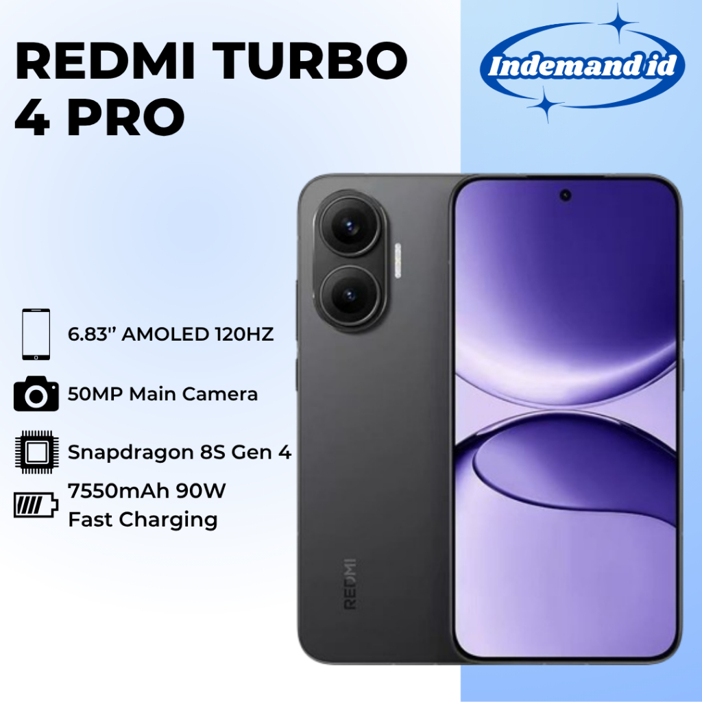 Jual Redmi Turbo 4 Pro 5G Android 15 6.83" Amoled 120Hz Snapdragon 8s Gen4 7550mAh 90W NFC | Shopee Indonesia