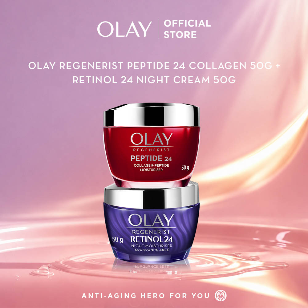 Olay Regenerist Collagen Peptide24 Day Cream 50gr + Regenerist Retinol24 Night Cream 50gr Antiaging Tandem