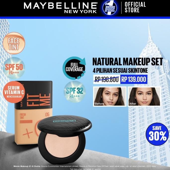 Jual Murah Maybelline Fit Me Fresh Tint Spf50 Foundation + 16H Oil Control Powder Terlaris..!!!