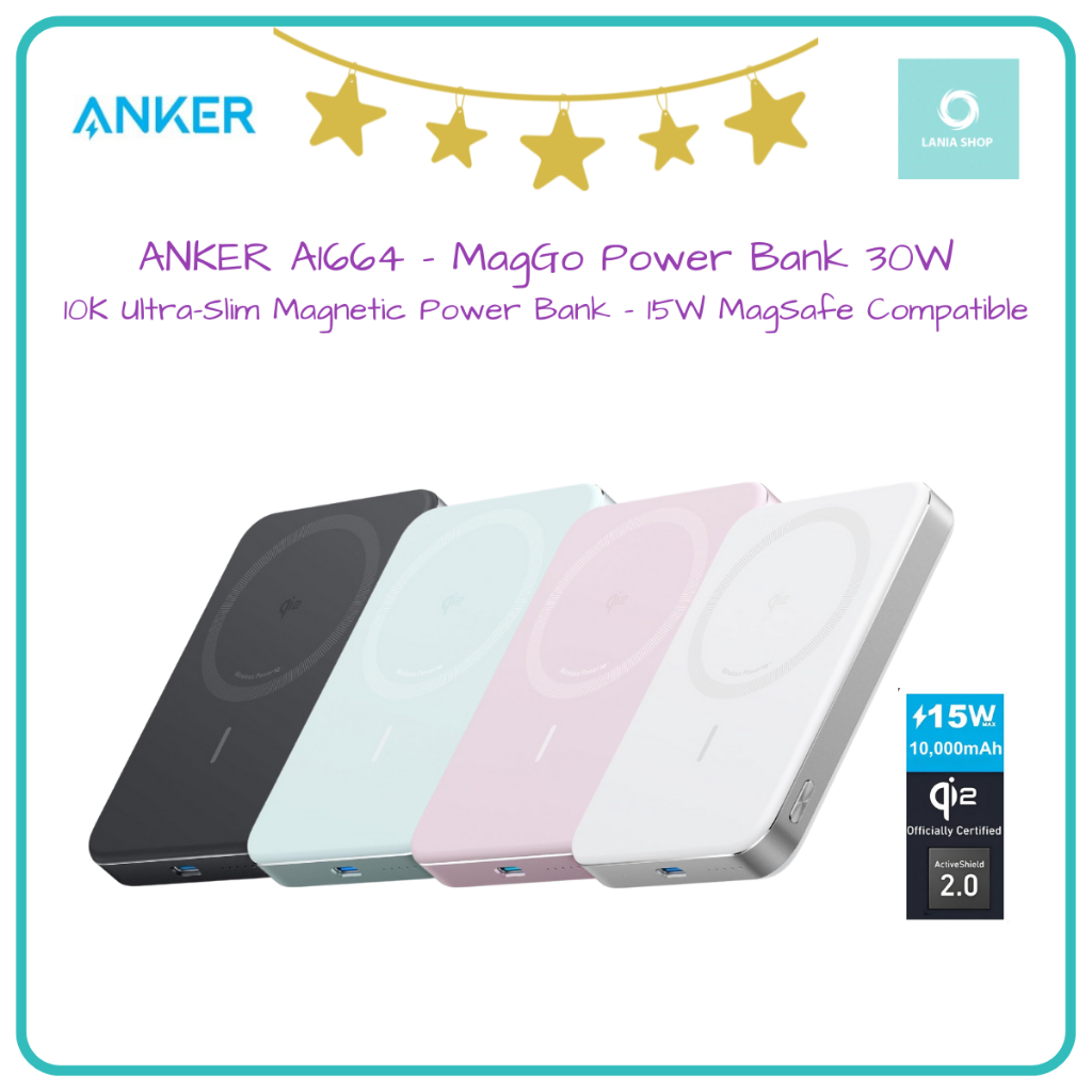 Jual ANKER A1664 - MagGo Power Bank 30W - 10K Ultra-Slim Magnetic Power Bank - 15W MagSafe Compatible | Shopee Indonesia