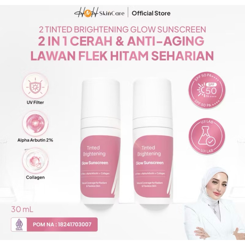HNH Bundling 2 Tinted Brightening Glow Sunscreen - Tinted Sunscreen dengan SPF 50 PA++++