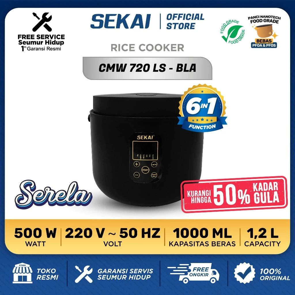 SEKAI Rice Cooker Digital Low Sugar Low Carbo Anti Gemuk - CMW 720 LS