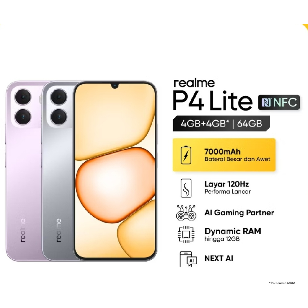 realme P4 Lite(4GB/64GB)7000mAh-Garansi Resmi 1 Tahun