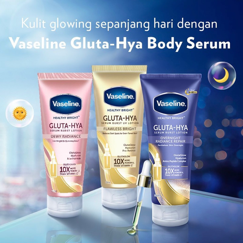 Vaseline Healthy Bright Gluta Hya Serum Burst UV Lotion Flawless Bright 200ML