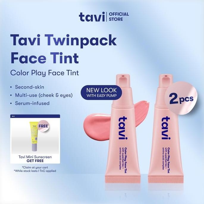 TERBARU - [TWINPACK NEW] TAVI-3-in-1 Color Play Face Tint 9g - (Tavi Cream Blush, Blush On Cair, Highlighter, Eyeshadow) - Blush On Liquid Blush Pigmented Ringan Tahan Lama untuk Kulit Sawo Matang Kuning Langsat