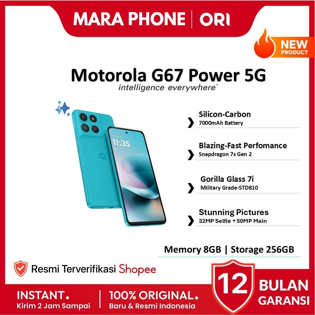 Motorola G67 8/256gb Silicon-Carbon
7000mAh Battery
Blazing-Fast Perfomance
Snapdragon 7s Gen 2
Gorilla Glass 7i
Military Grade-STD810
Stunning Pictures 32MP Selfie +50MP Main