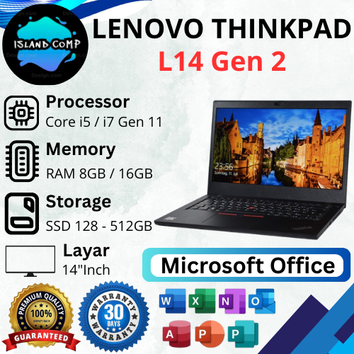 Jual Lenovo ThinkPad L14 Gen 2 Core i5 / i7 Gen 11 RAM 8GB / 16GB SSD 256GB / 512GB / 1TB, Layar 14"inch | Shopee Indonesia