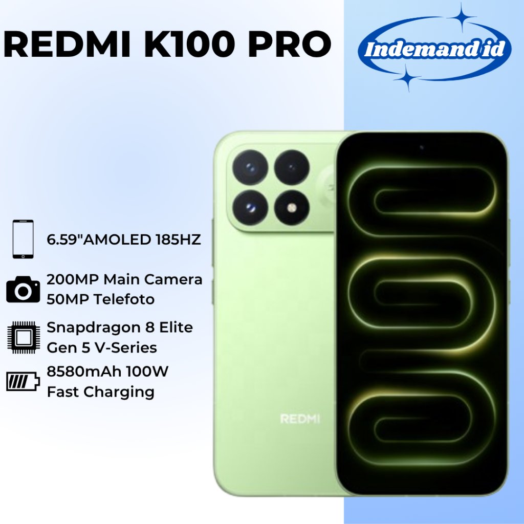 Jual Redmi K100 Pro 5G 6.59''AMOLED 185HZ Snapdragon 8 Elite Gen 5 V-Series 8580mAh 100W 200MP Main 50MP Telefoto | Shopee Indonesia