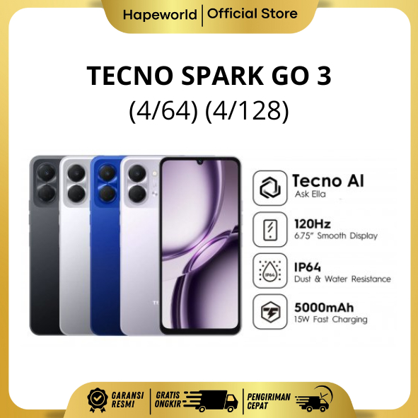 TECNO SPARK GO 3 (4/64GB) (4/128GB) - GARANSI RESMI