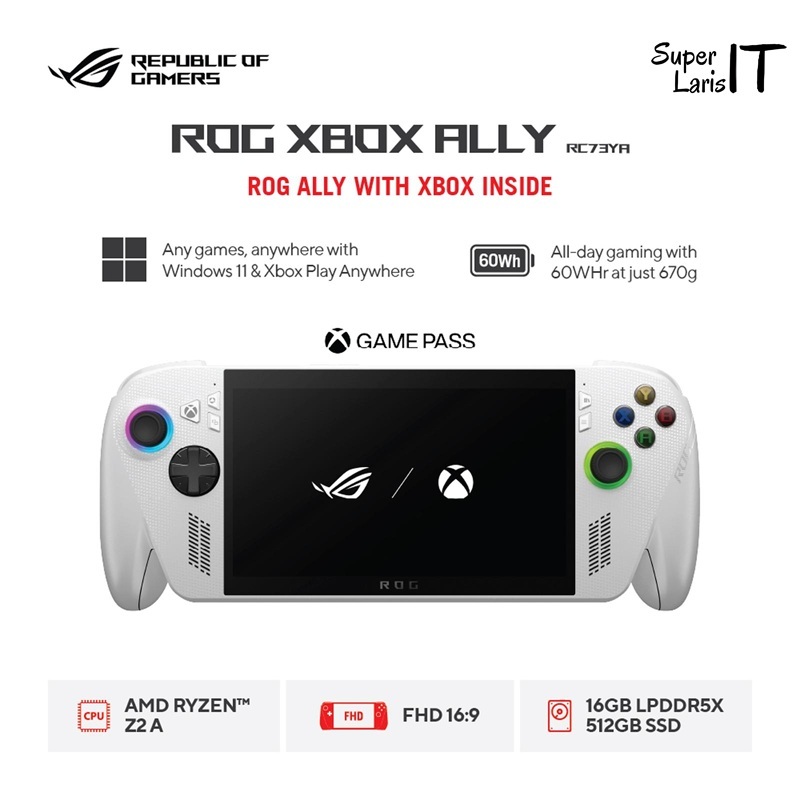 Jual Asus ROG Xbox Ally Processor AMD Ryzen Z2 A ram 16GB ssd 512GB 7" IPS 120Hz W11 | Shopee Indonesia