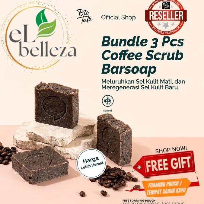 Pele - Biotalk Bundling [3 Pcs] Coffee Scrub Soap Kopi Tubuh Psoriasis