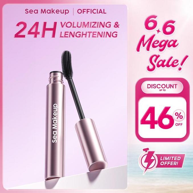 Sea Makeup Heavy Duty Waterproof Mascara Volumizing & Lengthening Tahan Lama 24 Jam Hasil Akhir Lentik Menebalkan & Melentikkan