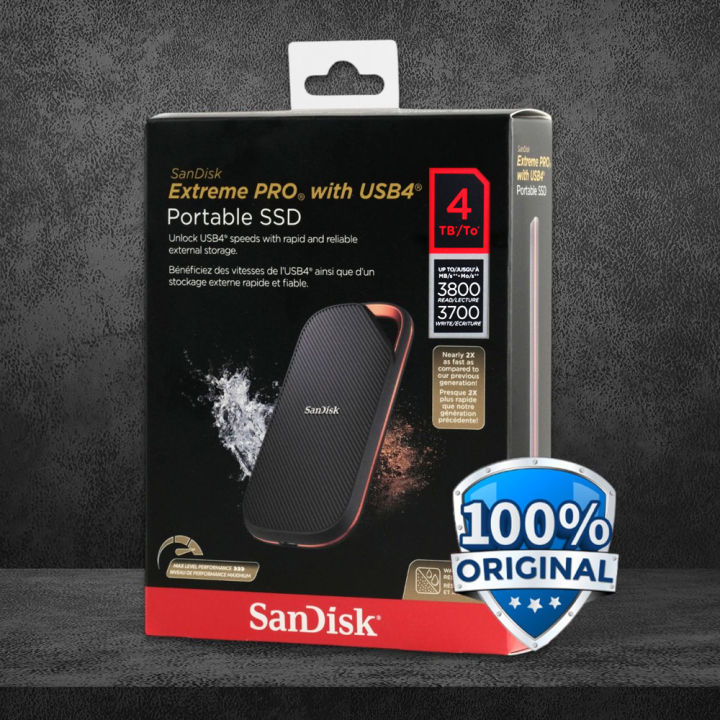 SanDisk Extreme PRO Portable SSD 3800MB/s USB Type C 4.0 4TB - SDSSDE82 - Black | Lazada Indonesia