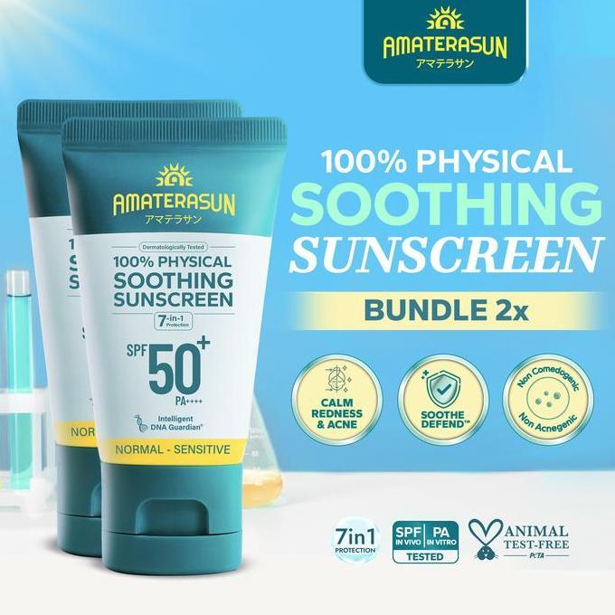 AMATERASUN [2 PCS] [REAL CERTIFIED] 100% Physical Soothing Sunscreen SPF 50+ PA++++ 30gr