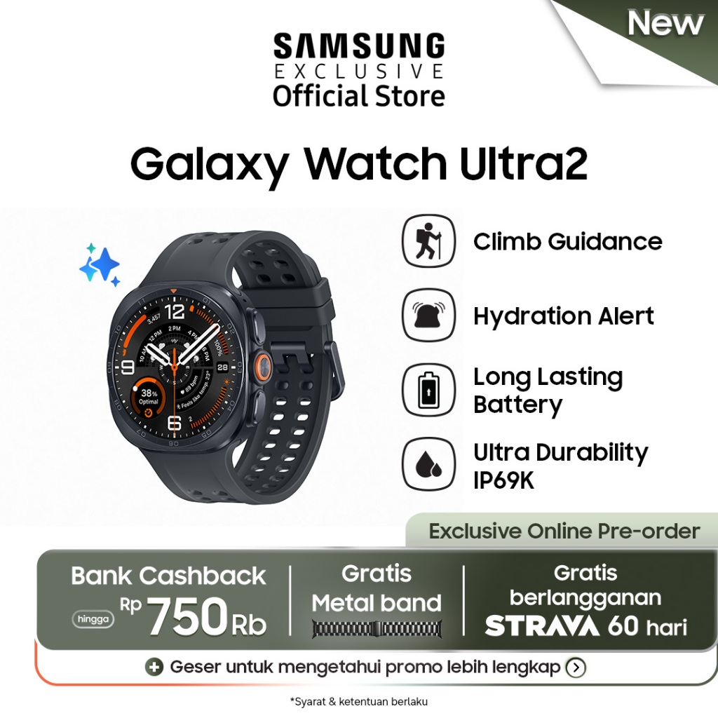 Jual Samsung Galaxy Watch Ultra2 47mm - Titanium Gray | Climb Guidance | Hydration Alert | Shopee Indonesia