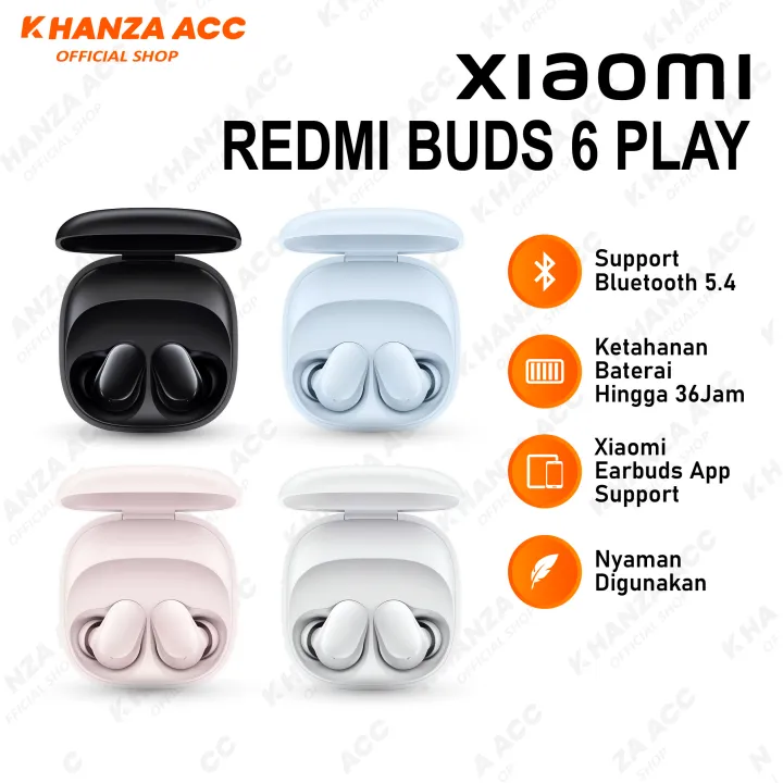 Xiaomi Redmi Buds 6 Play Tws Earphone Bluetooth 5.4 Baterai Hingga 36 Jam Original | Lazada Indonesia