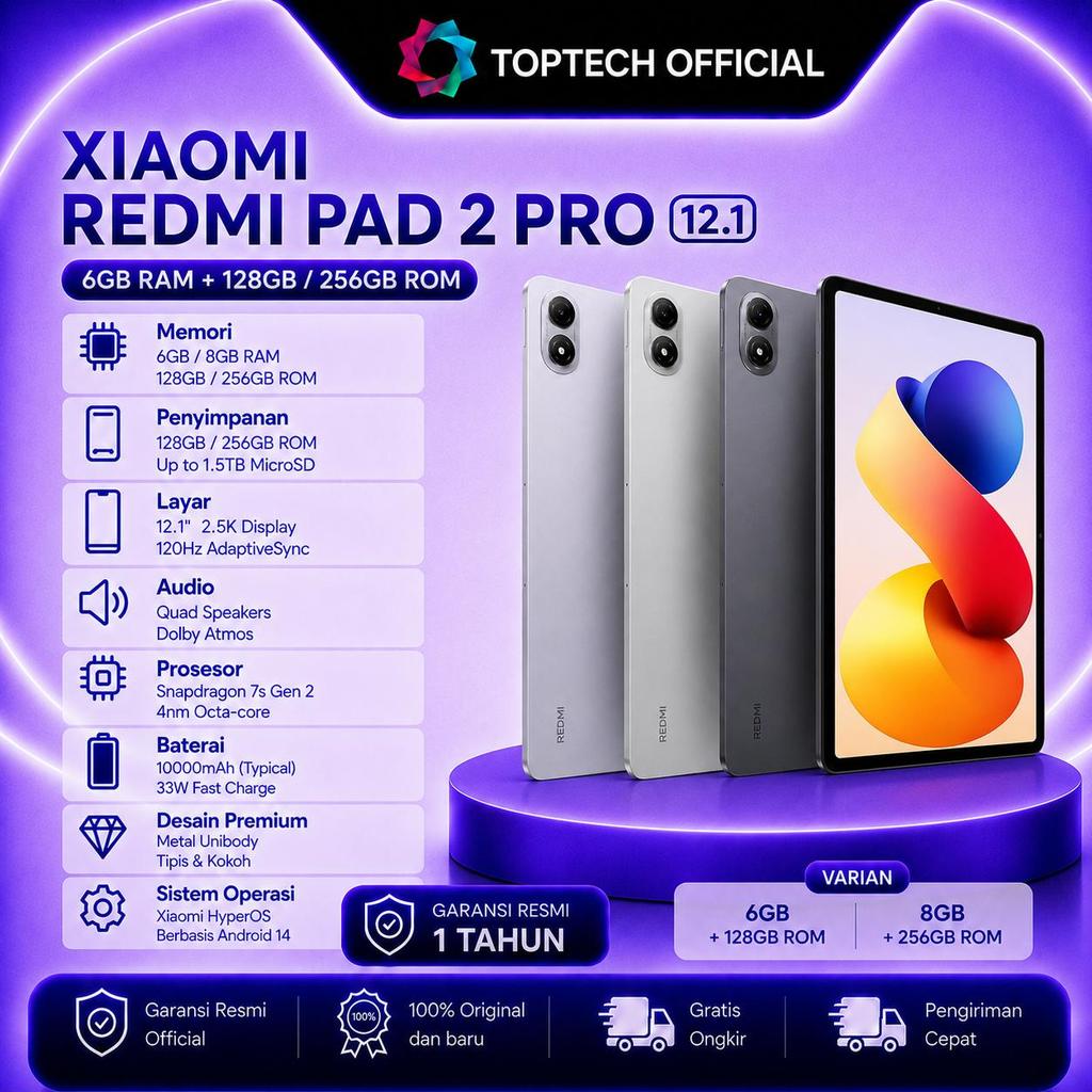XIAOMI REDMI PAD 2 PRO 12.1 6GB 128GB I 8GB 256GB GARANSI RESMI