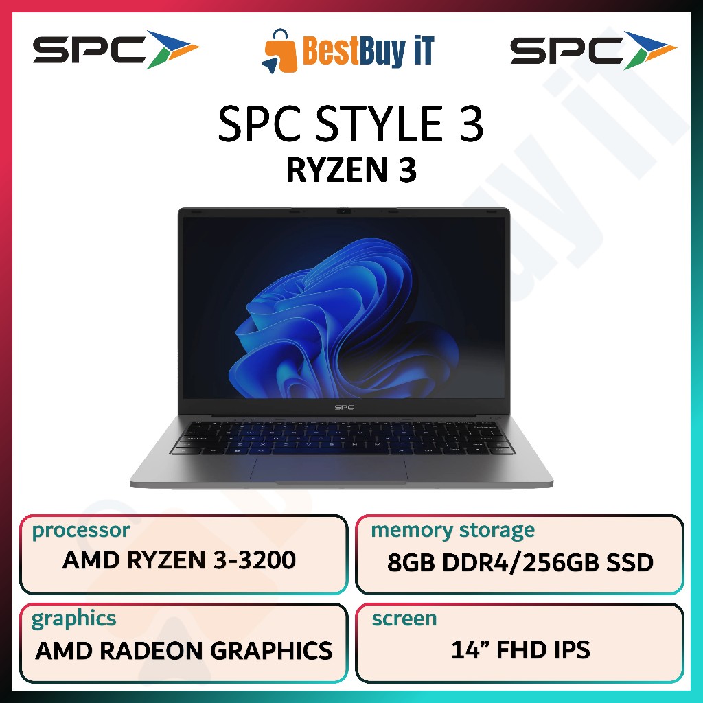 SPC STYLE 3 Ryzen 3-3200 8GB 256GB SSD 14" FHD DOS