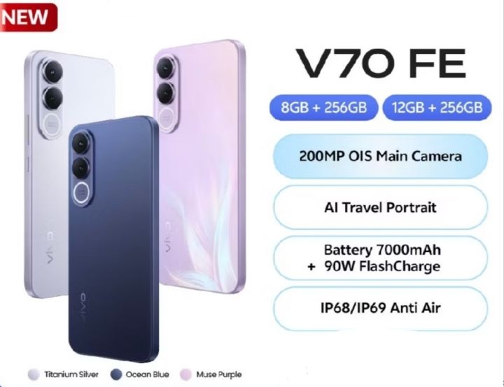 Vivo V70 FE(8GB/256GB-12GB/256GB)7000mAh-90W-Garansi Resmi Vivo 1 Tahun | Lazada Indonesia