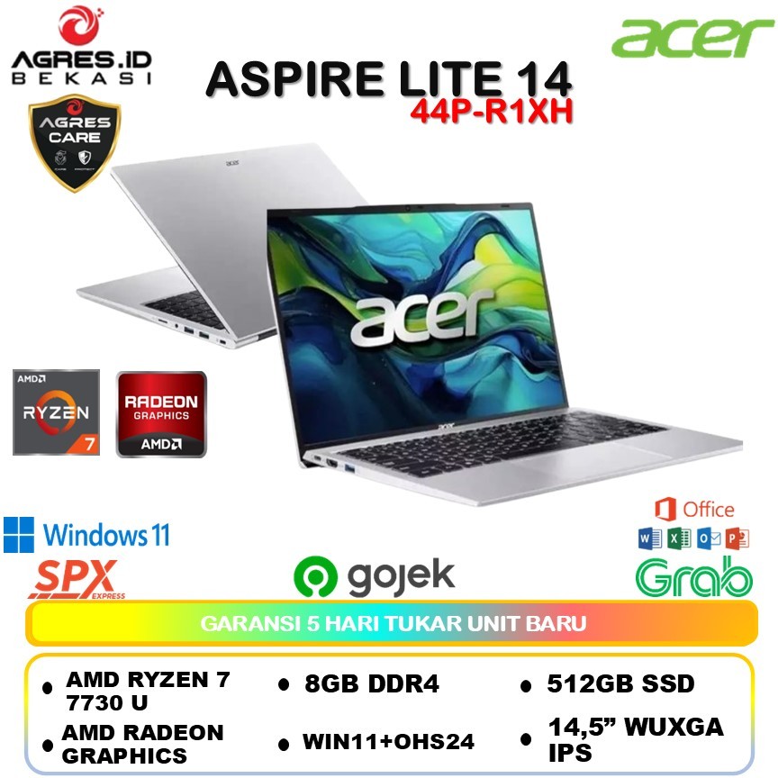 ACER ASPIRE LITE 14 (44P-R1XH) AMD RYZEN 7 7730U (8GB/512GB) 14,5 WUXGA / WIN11+OHS