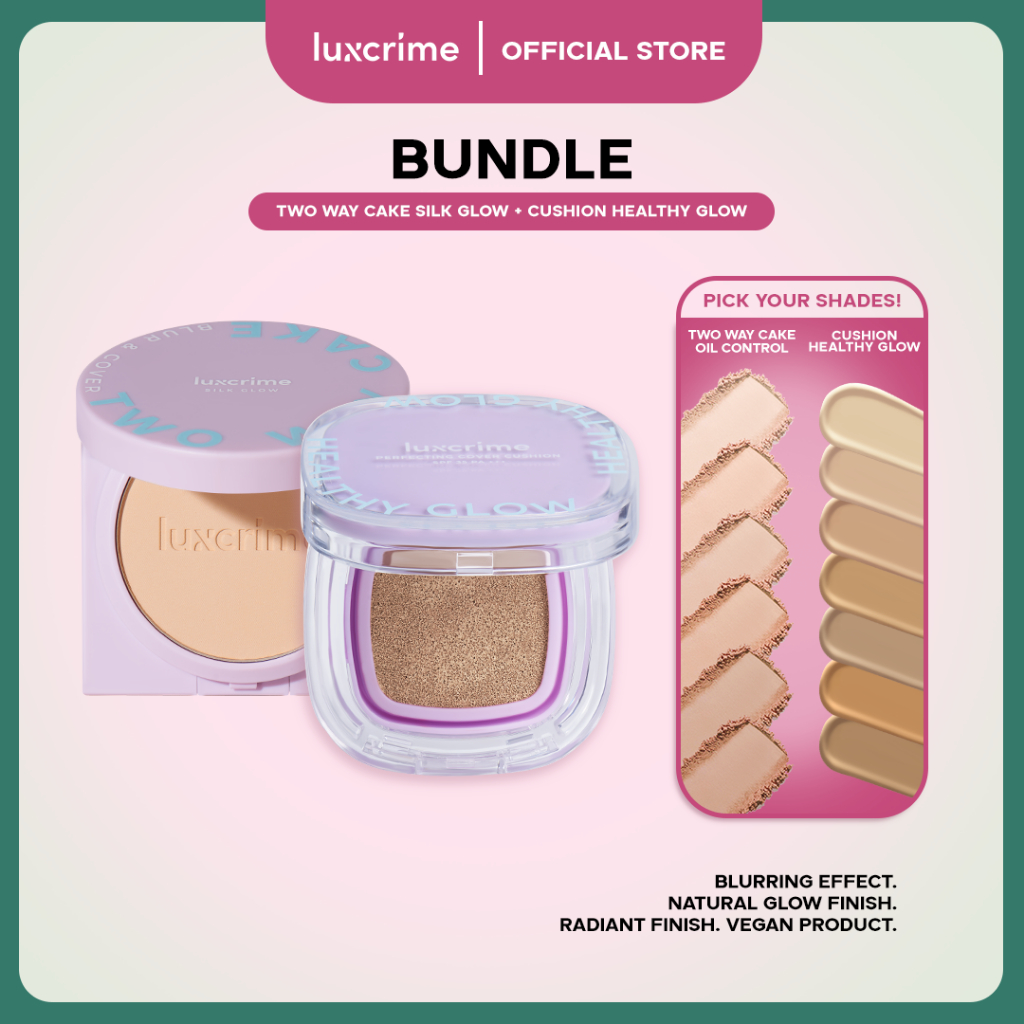[BUNDLE] Luxcrime Blur & Cover Two Way Cake Silk Glow + Cushion: Healthy Glow