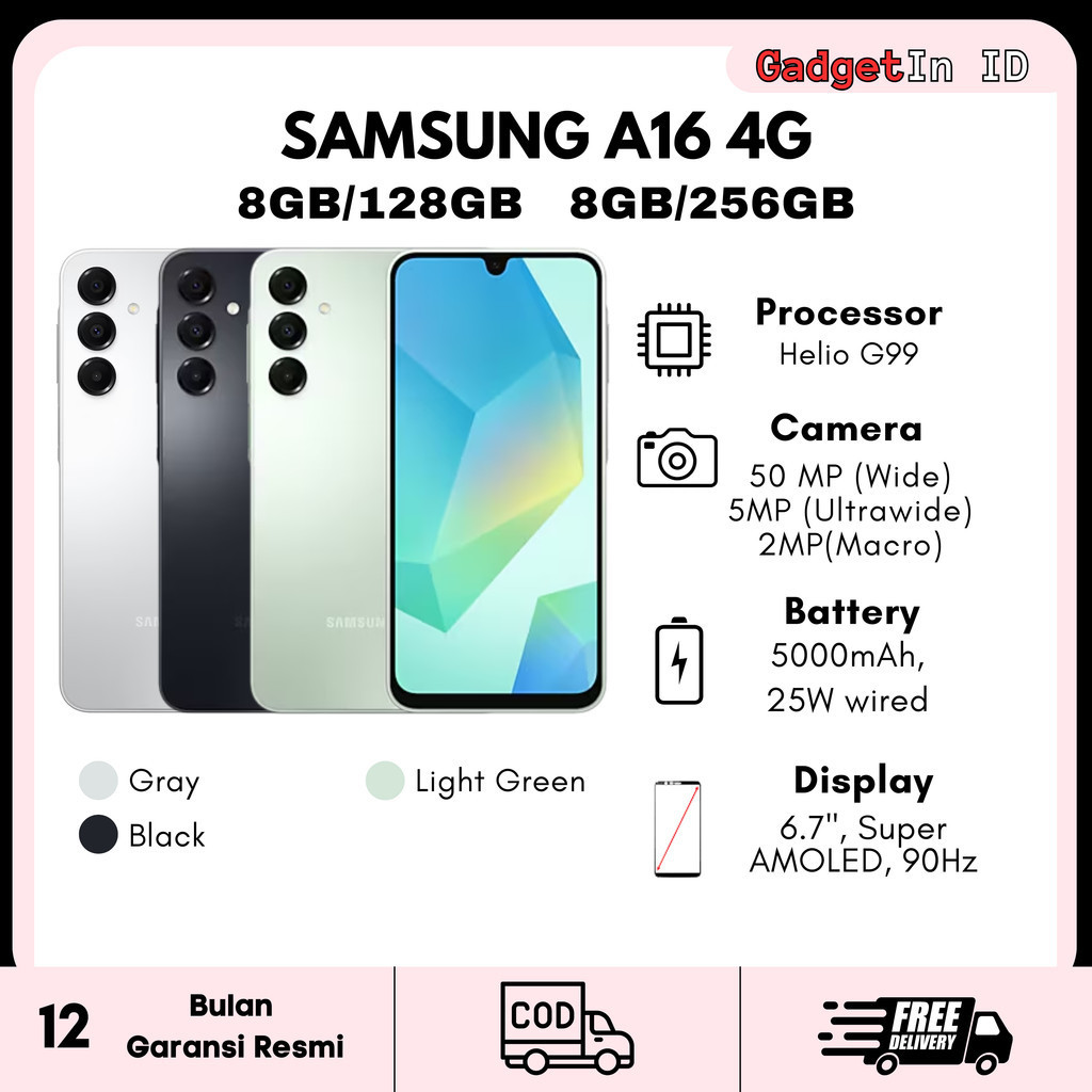 Jual Samsung Galaxy A16 4G 8GB/128GB 8GB/256GB Garansi Resmi | Shopee Indonesia