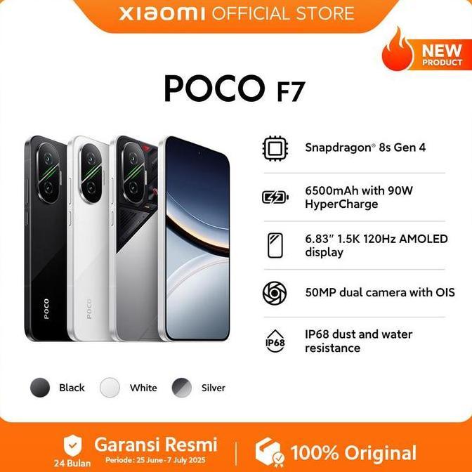 POCO F7 (12/512GB) | SNAPDRAGON 8S GEN 4 | 6.83" 1.5K 120HZ AMOLED | 50MP CAMERA OIS [OFFICIAL STORE] ORIGINAL DAN TERPERCAYA