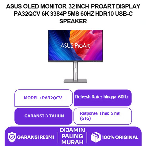 Jual ASUS OLED MONITOR 32 INCH PROART DISPLAY PA32QCV 6K 3384P 5MS 60HZ HDR10 USB-C SPEAKER | Shopee Indonesia