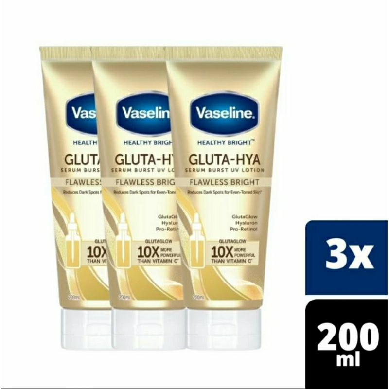 Vaseline Healthy Bright Gluta-Hya Serum Burst UV Lotion 200ML - Flawless Bright: ( isi 3)
