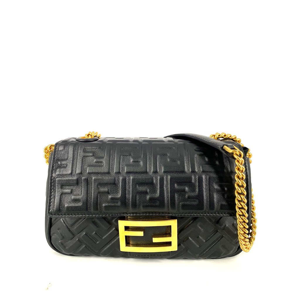 Jual Hand Bag Fendi Baguette Chain Nappa Shoulder Bag with FF Logo Black | Shopee Indonesia
